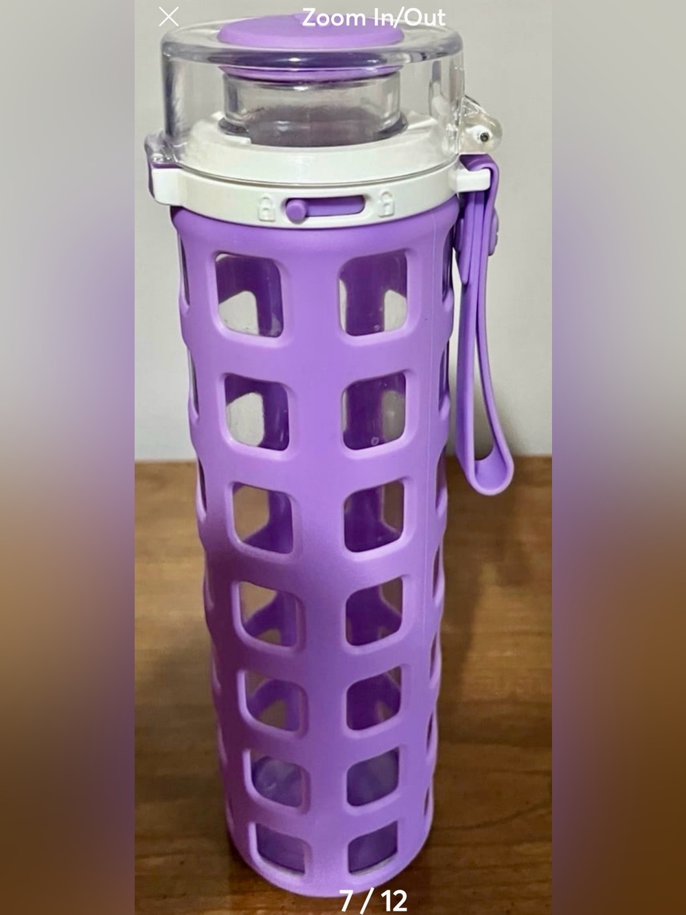 ellos Purple Glass Water Bottle with Silicone Sleeve